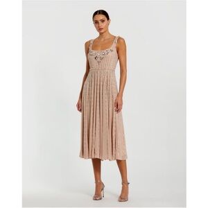 Mac Duggal 94155 Pink Sleeveless Scoop Neck Embellished Midi Dress Sz 10